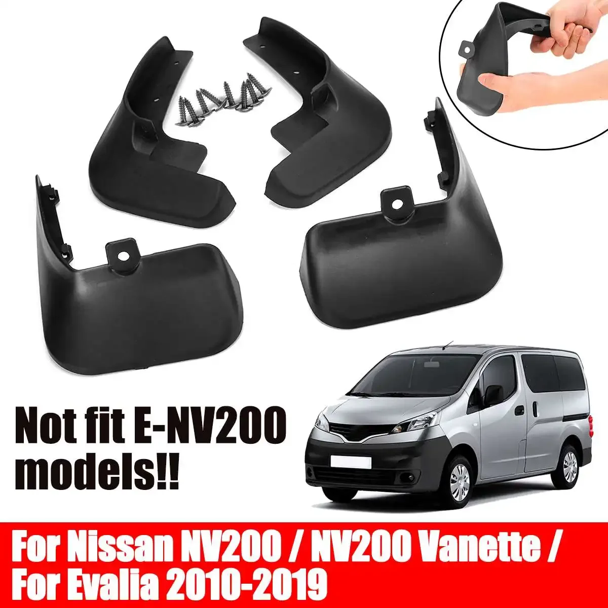 4pcs Set Front and Rear Mudguards Soft plastic Flexible Mud Flaps Splash Guards for Nissan NV200 Vanette Evalia 2010-2019 2018