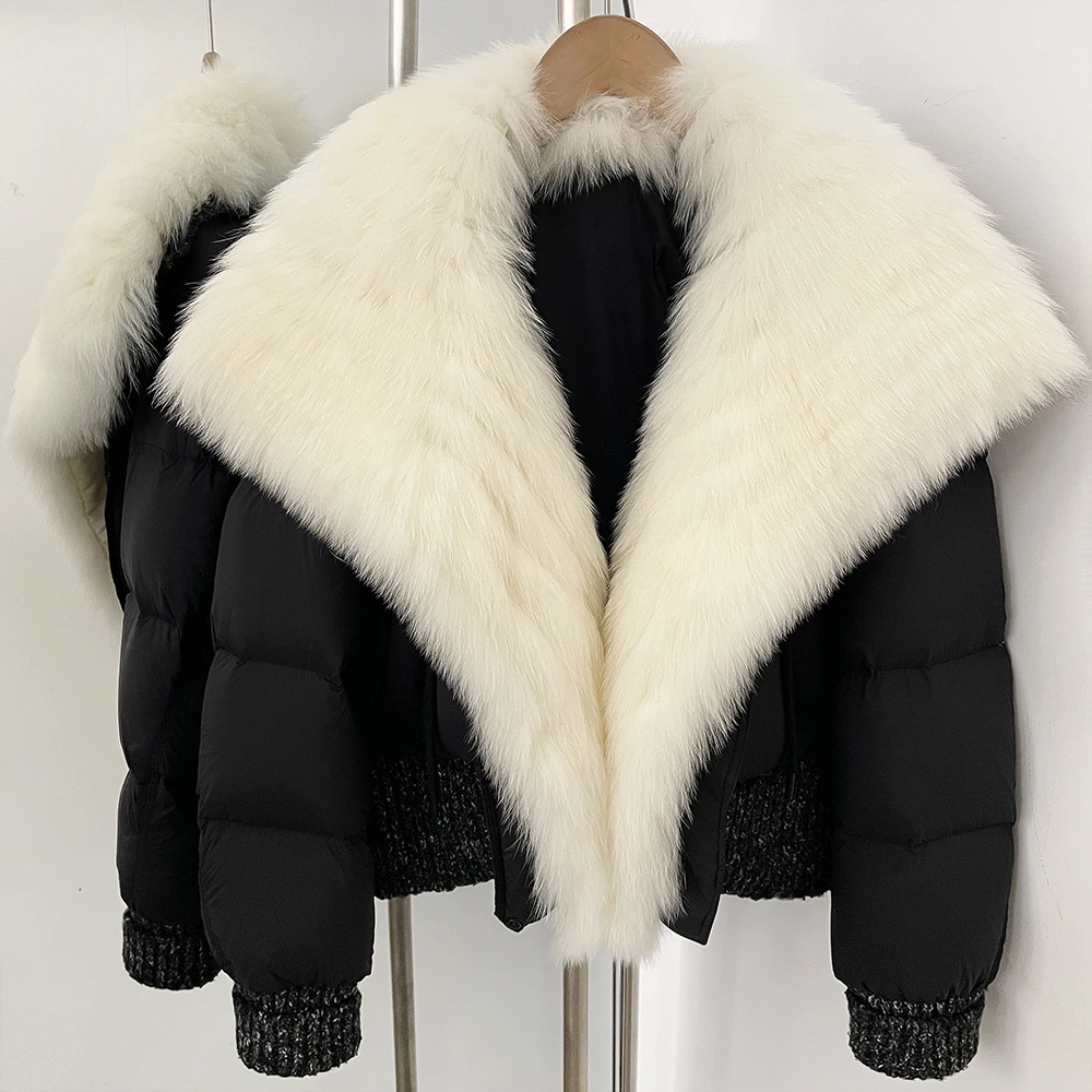 Women's Winter Cropped Jacket Quilted Extra Warm Duck Down Coat with Fur Collar Insulated Urban Style for Daily Wear Cold Winter