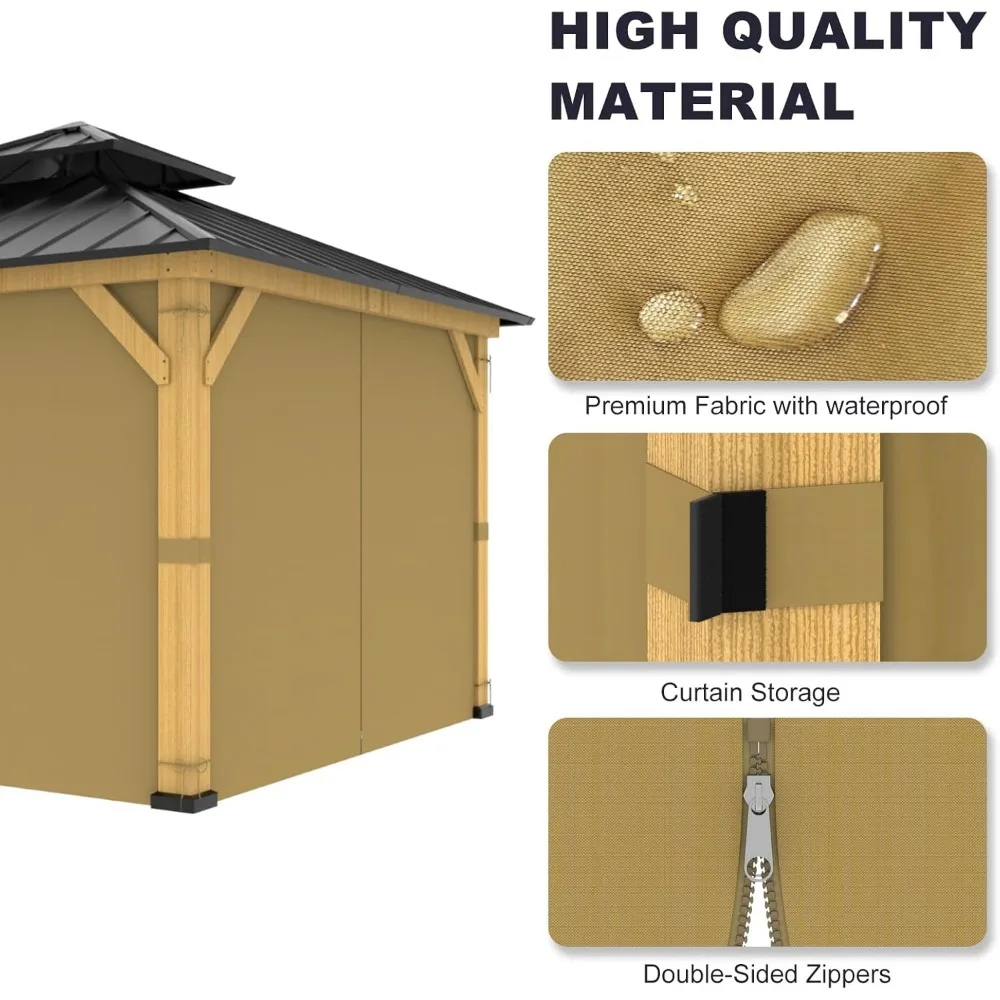 10ft x 12ft Gazebo ผ้าม่าน,การเปลี่ยนความเป็นส่วนตัว Sidewall 4 แผง Universal Shade ผ้าม่านชุด,ปกป้องผนังด้านข้าง