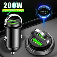 100W/200W Mini Car Charger Lighter Fast Charging for IPhone QC3.0 Mini PD USB Type C Car Phone for Xiaomi Samsung Huawei Amagi