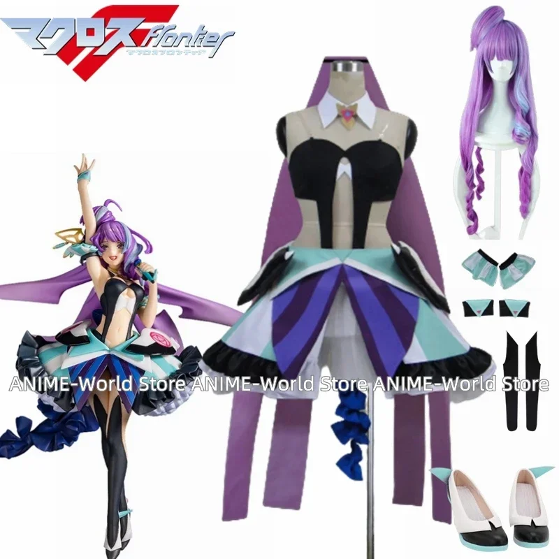 Macross delta mikumo guynemer cosplay traje vestido halloween carnaval roupa sapatos peruca