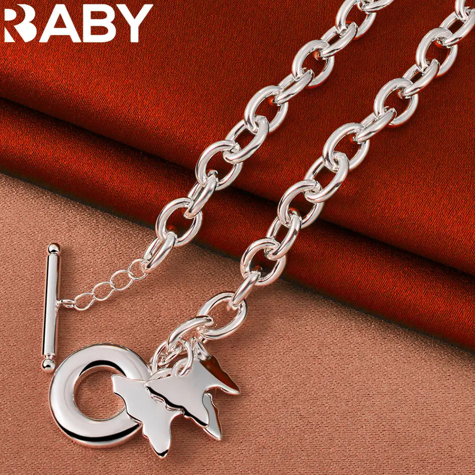 

URBABY 925 Sterling Silver 45cm Butterfly Pendant Necklace For Women Charm Trend Birthday Gifts Fashion Party