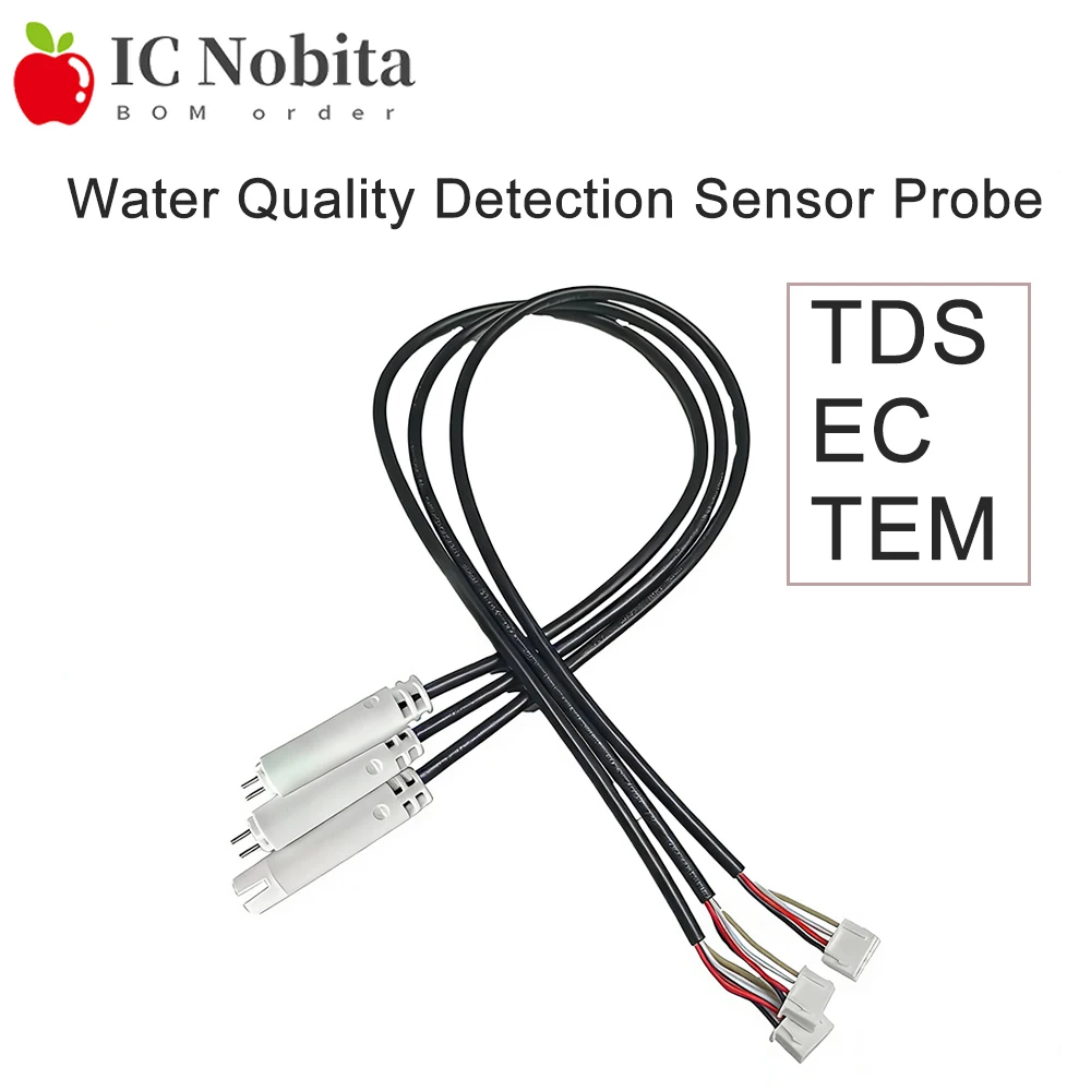 1PCS Water Quality Detection Sensor Probe - Temperature TDS & EC Conductivity Electrode for Aquarium/Hydroponics