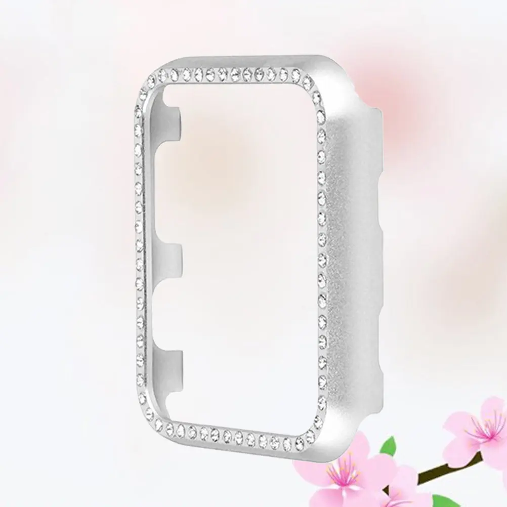 Elegant Aluminium Alloy Diamond Embellished Watch Cover Bumper Shell for 38Mm Silver Lightweight Scratch Resistant