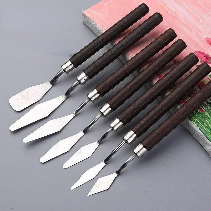 Stainless Steel Palette Knife Gouache Palette Kit Oil Painting Supplies Fine Art Knife Painting Tool Set Flexible Blades