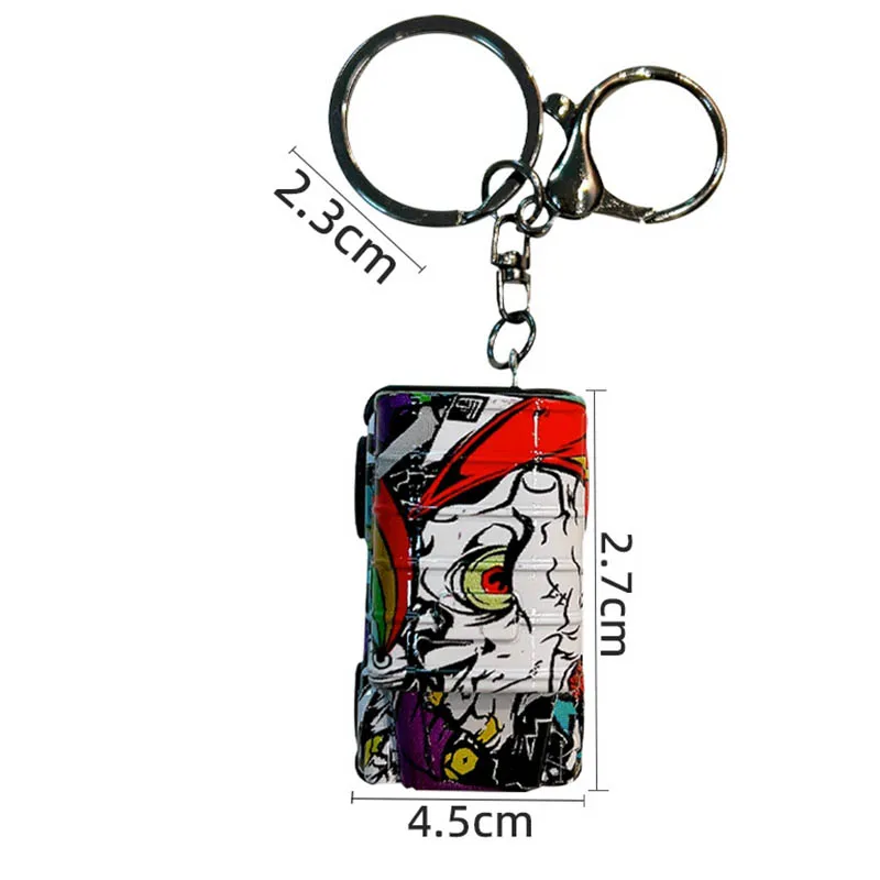 シミュレーション合金落書きバス車のおもちゃモデルキーホルダーペンダントクリエイティブ子供プルバック車のおもちゃダイキャストカーバックパック装飾