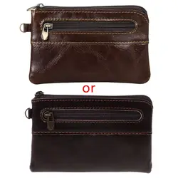 2023 New Retro Zipper Purse Genuine Leather Female Male Birthday Gift Supplies Small Change Bag for Outdoor Traveling Camping