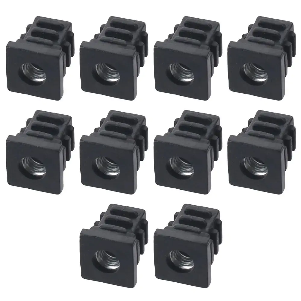 

Новые квадратные заглушки для труб с отверстием M6, пластиковая трубка, регулируемая балансирующая заглушка, гайка для ног снаружи