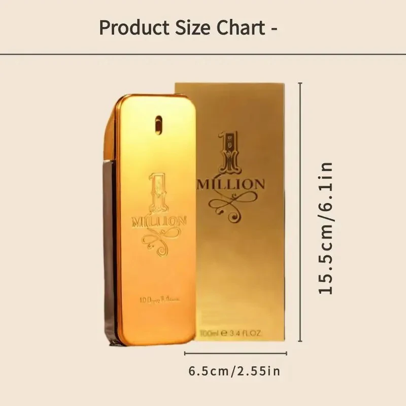 عطر جولد 1 مليون برفوم للرجال 3.4 أونصة، مناسب لجميع المناسبات، عطر يدوم طويلاً، هدية مثالية لجميع القديسين
