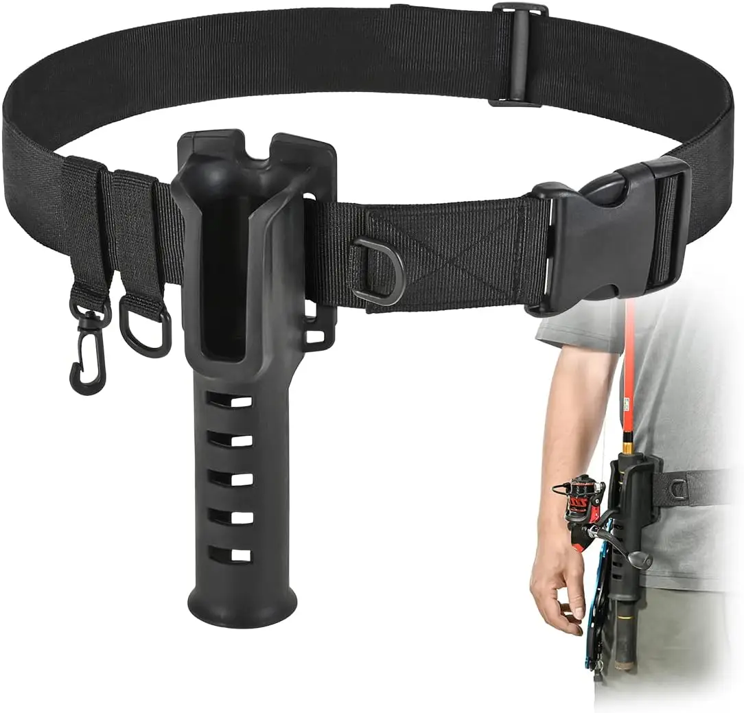 

Fishing Waist Belt Rod Holder - Adjustable Wading Belt With Portable Pole Inserter for Spinning,