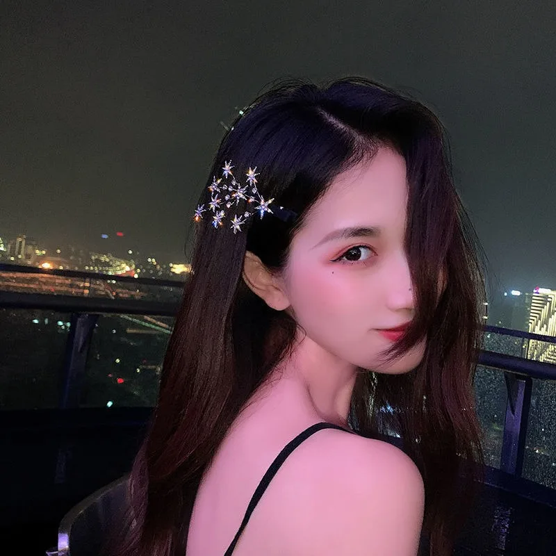 

Fashion Women Hair Clip Bling Rhinestone Stars Branchs Headwear Girls Big Hairpins Bangs Clip