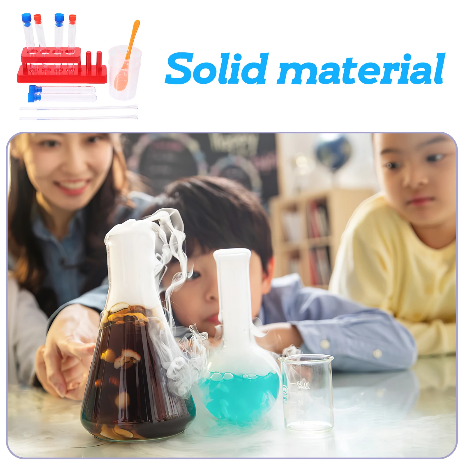 

1 set 1 Test Tube Rack 6 Test Tubes 2 Measuring Cups Plastic Kids Science Tools STEM Accessories Hands-on Learning Toys