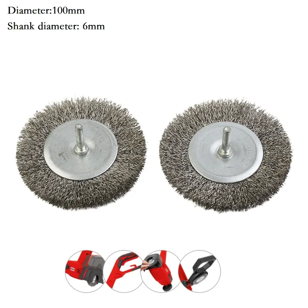 2pcs Wire Brush Wheel Cup Brush Set 6mm Shank Stainless Steel Wire Wheel Brush Polishing Brushes For Rotary Tools