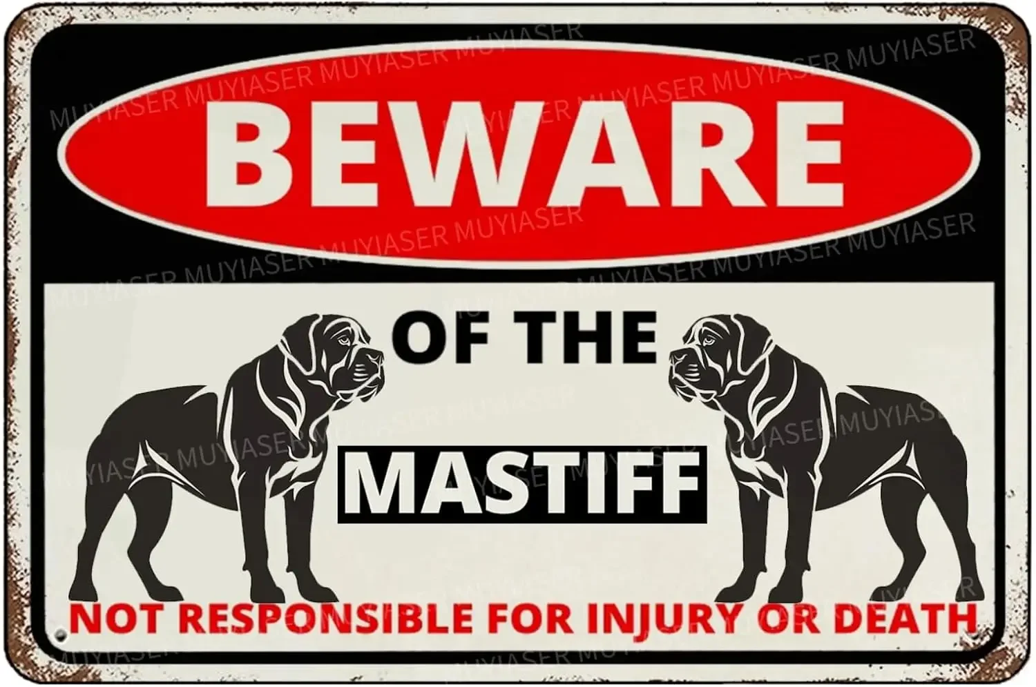 Beware Of The Dog Mastiff Sign Aluminum Metal Tin Signs Outdoor Yard Sign Warning Sign For Fence Yard Home Kitchen Farm Gar s