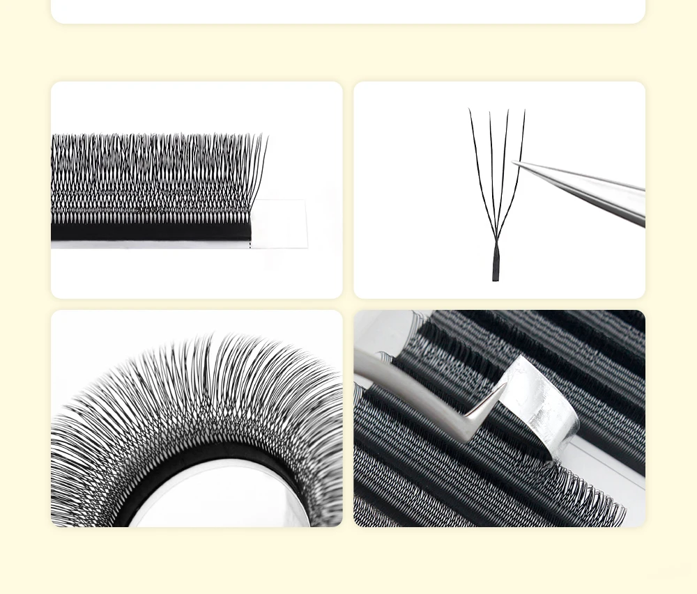 LUKATME U-Form 4D Kleeblatt Wimpernverlängerungen, vorgefertigte Fächer, schwarze D-Curl, weiche, voluminöse, leicht zu fächernde Wimpern 8-15mm für den Salon – Detail 3