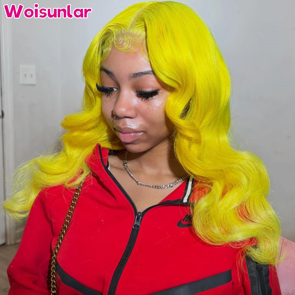 34 inches yellow Lace Frontal Wigs human hair 13x4 13x6 Transparent Lace body wave 200% Black women Natural Human Hair wigs