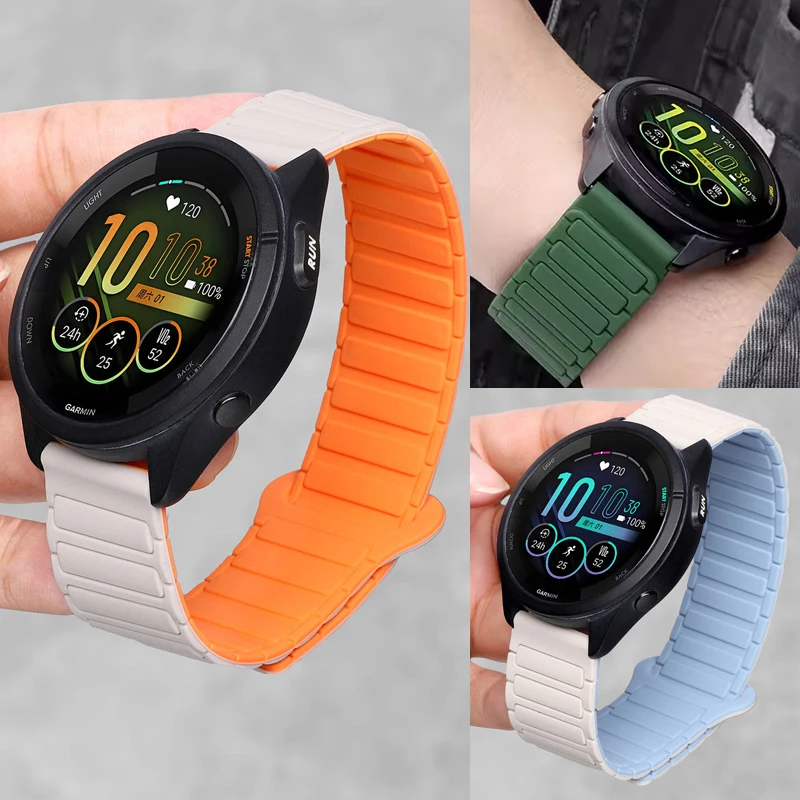 Bracelet magnétique en silicone 20 mm 22 mm pour Garmin Vivoactive 6 5 Venu 2 3 4 45 mm/Forerunner 55 158 165 245 255 265 745 970 645