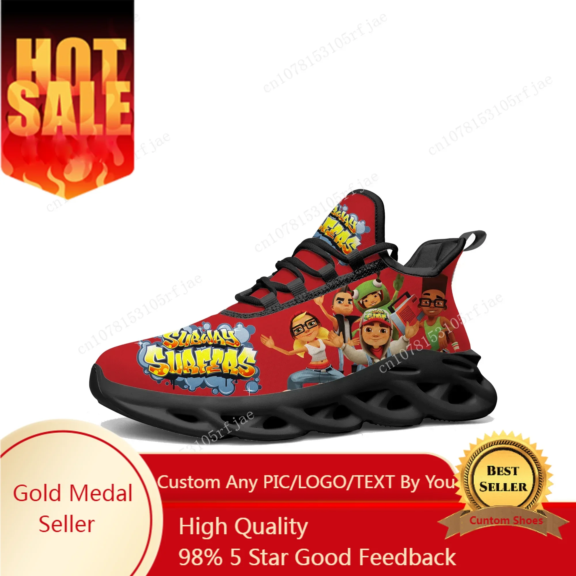 

Anime Cartoon Game Subway Surfers Flats Sneakers Men Women Teenager Sports Running Shoes Tailor Made Lace Up Shoes