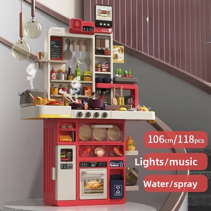 Playing house simulation kitchen spray light sound effect water outlet children's new year birthday gift toys