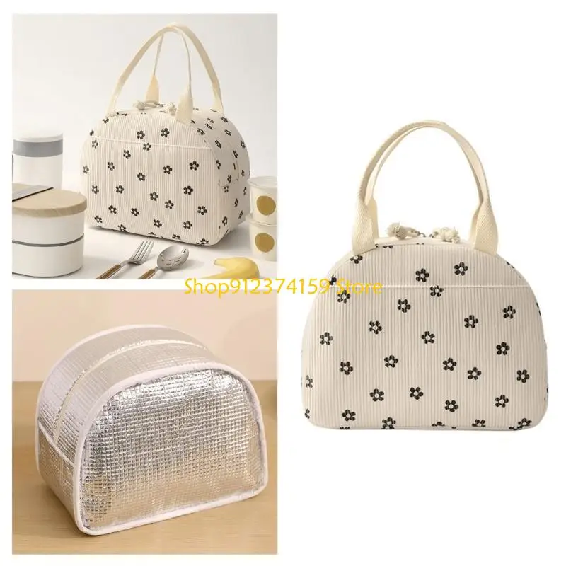 

G5AE Insulated Lunch Box for Work Beach or Daily Commute Corduroy Lunch Bag Handbag