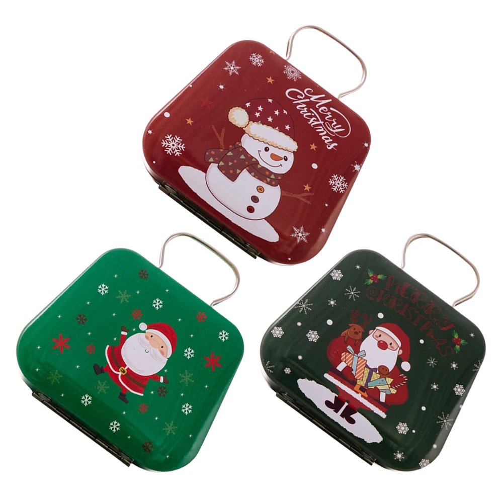 

3pcs Handbag Christmas Candy Mini Storage Containers for Cookies Gifts Cartoon Tinplate Storage Boxes Christmas Stacking Cookie