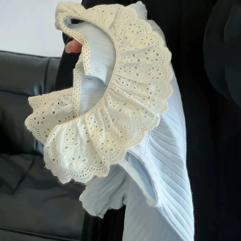 رائعتين طفل الفتيات السروال القصير الضوء الأزرق القطن السراويل رومبير رائعة الدانتيل تكدرت طوق لينة ومريحة للطفل حديث الولادة 0 - 3Y #4