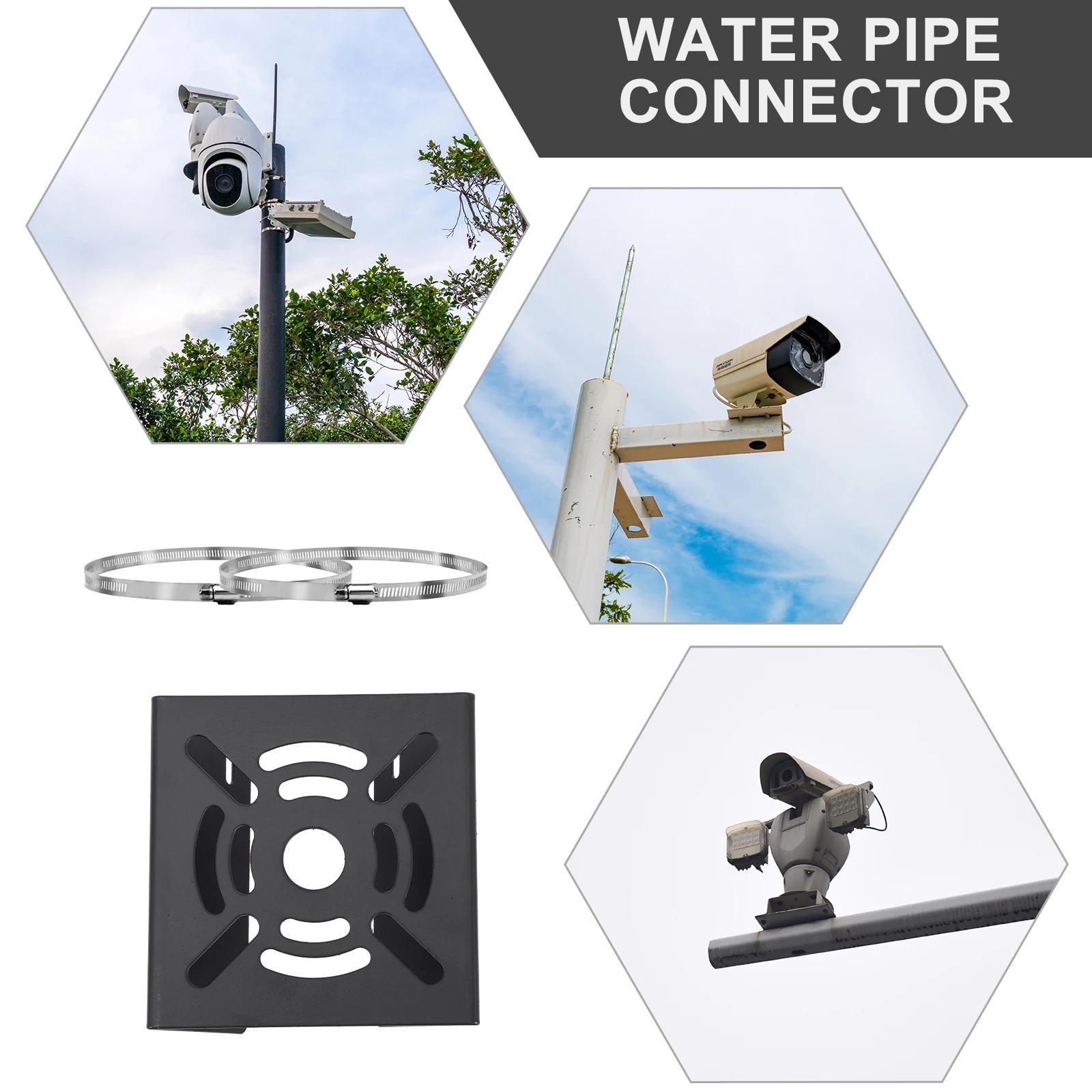 

1Set Security Camera Universal Mounting Bracket Pole Clamp Adapter for Camera Mount with Multiple Holes Sturdy Steel Design