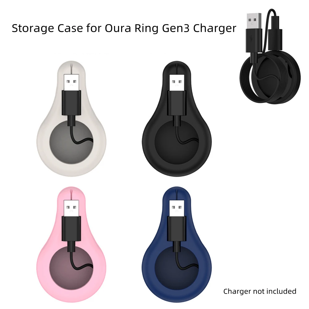 

for Oura Ring Gen3 Charger Silicone Protective Case Desktop Organizer Blue Pink White Black