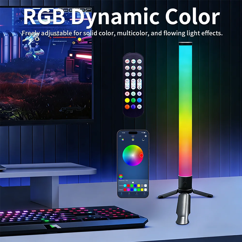 

Desktop Tripod Ambient LED Sound Activated Rhythm Light 360° Lighting Table Lamp RGB Game Room Computer Desk E-sports Decoration