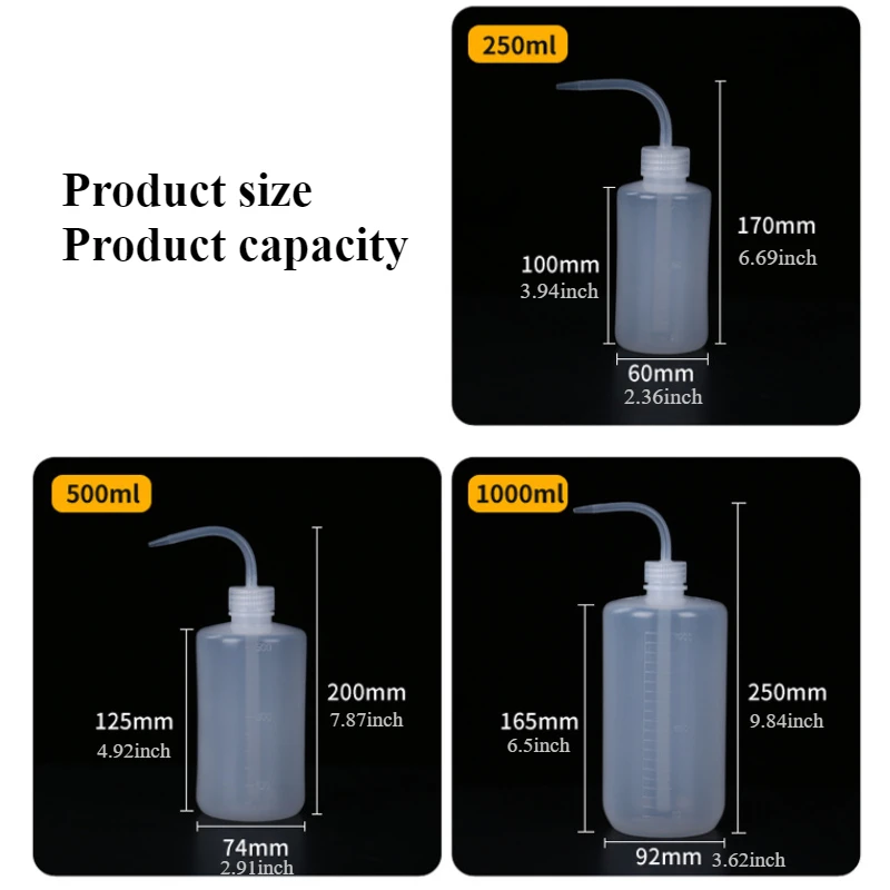 Garrafa de Rega com Bico Curvo/Afiado de 250/500/1000ml com Escala, Ferramenta de Jardinagem para Suculentas