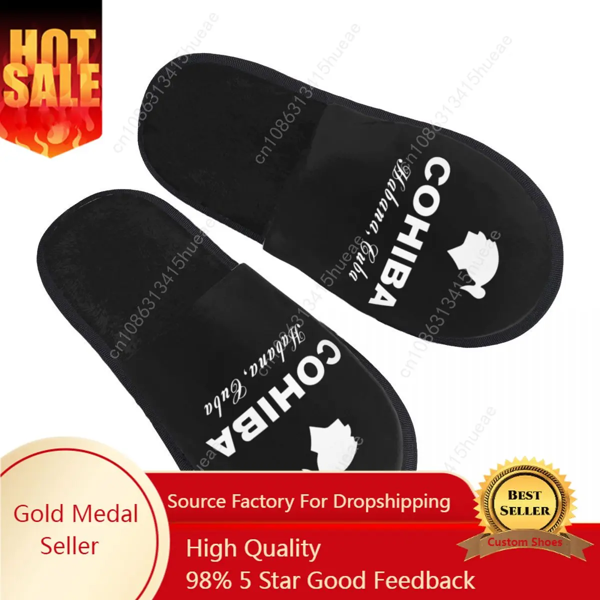 

Custom Cuban Cohiba Cigars Soft Memory Foam House Slippers Women Cozy Warm Anti-skid Sole Slipper