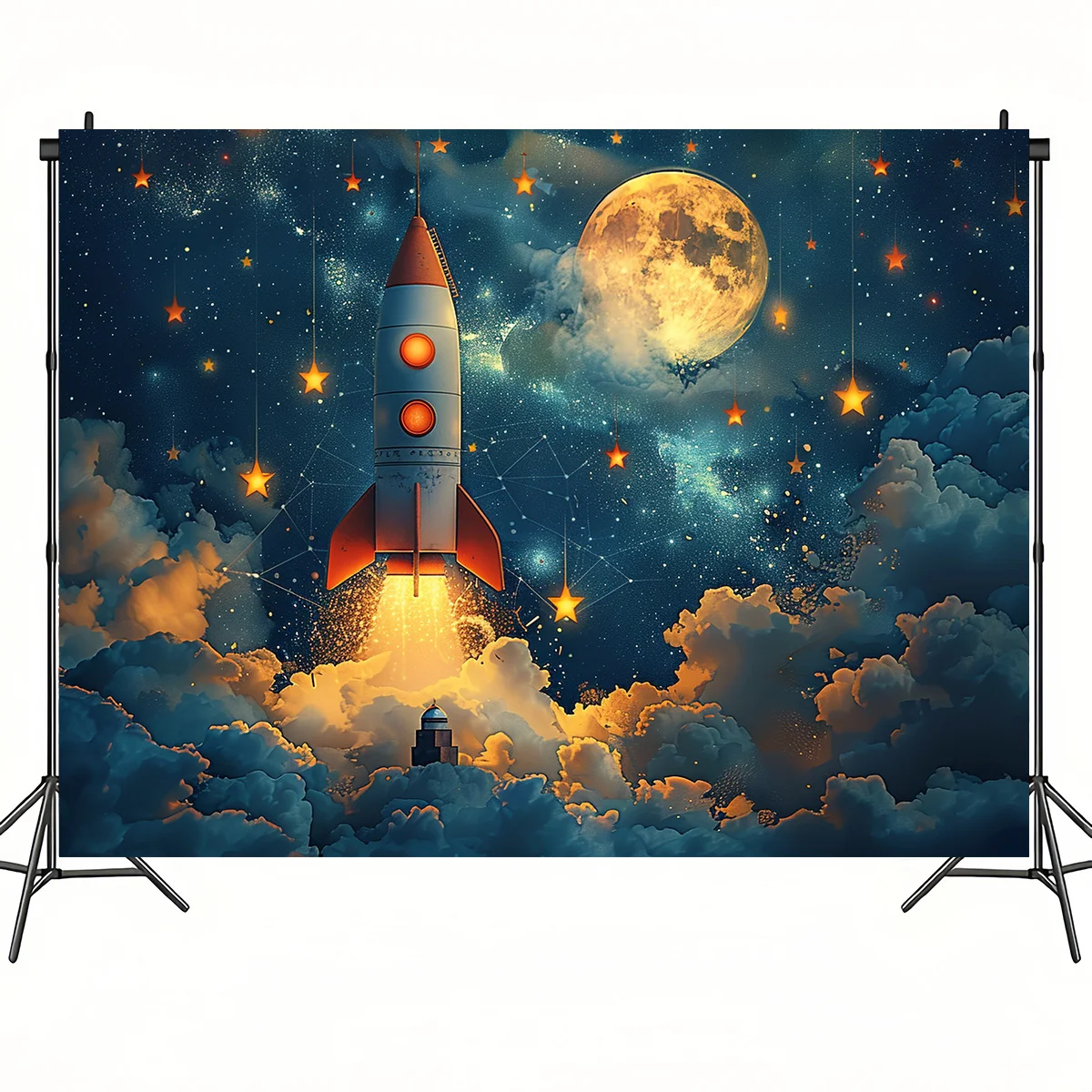 1 個の夢のような夜空のロケット壁取り付け、月、星、ロケット - Event Launch Party のレビューと価格
