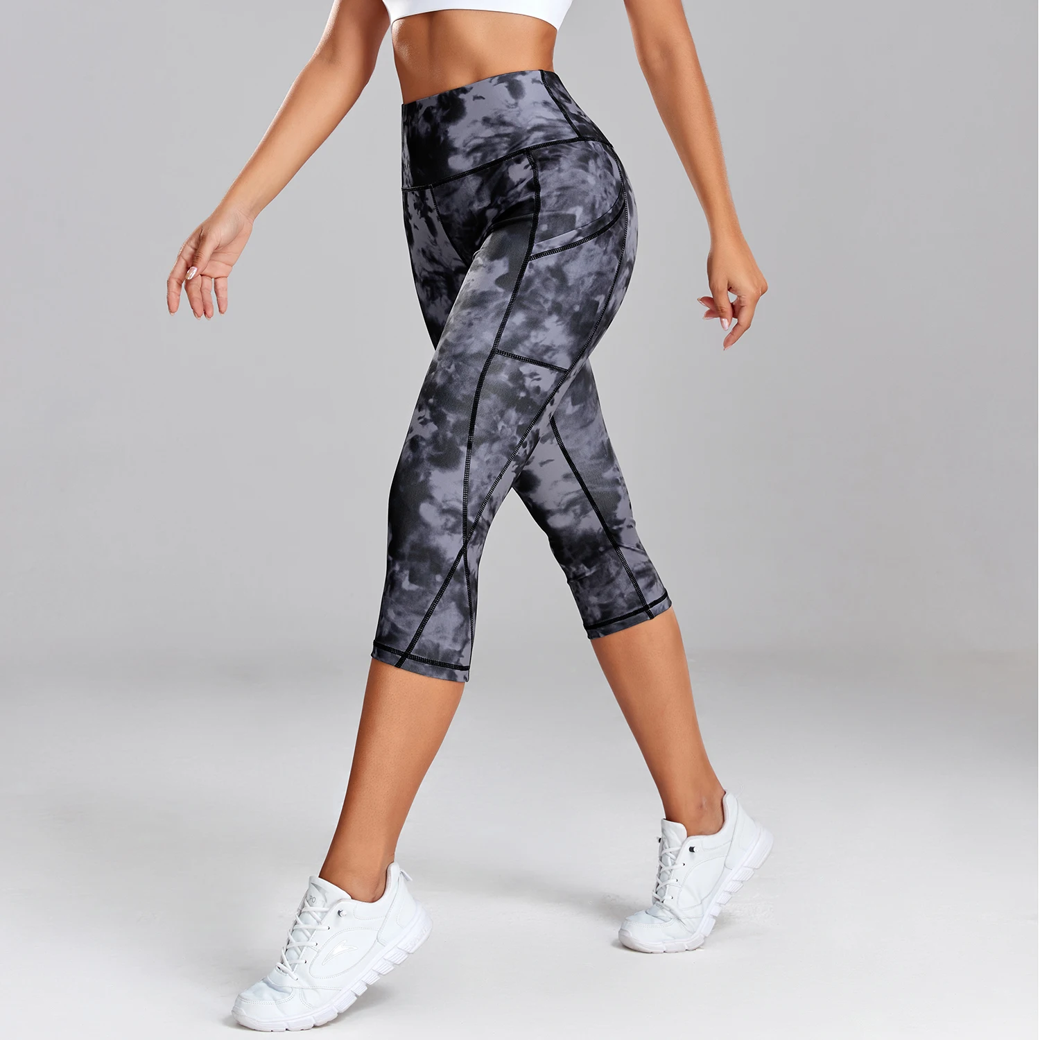 Pantalones de Yoga con bolsillo para mujer, mallas Capri recortadas, pantalones deportivos para chica, pantalones de gimnasio, Control de barriga,