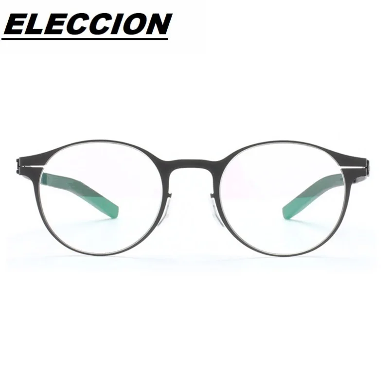 Germany Brand Designer Glasses Frame Men Super Thin Medical Aviation Stainless Steel Full Rim Round Eyeglasses Women Spectacle