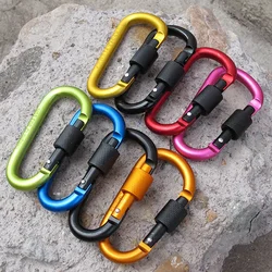 Type D Carabiner With Lock Professional Climbing Carabiner D Shape Mountaineering Buckle Hook Safety Lock Outdoor Survival Gear