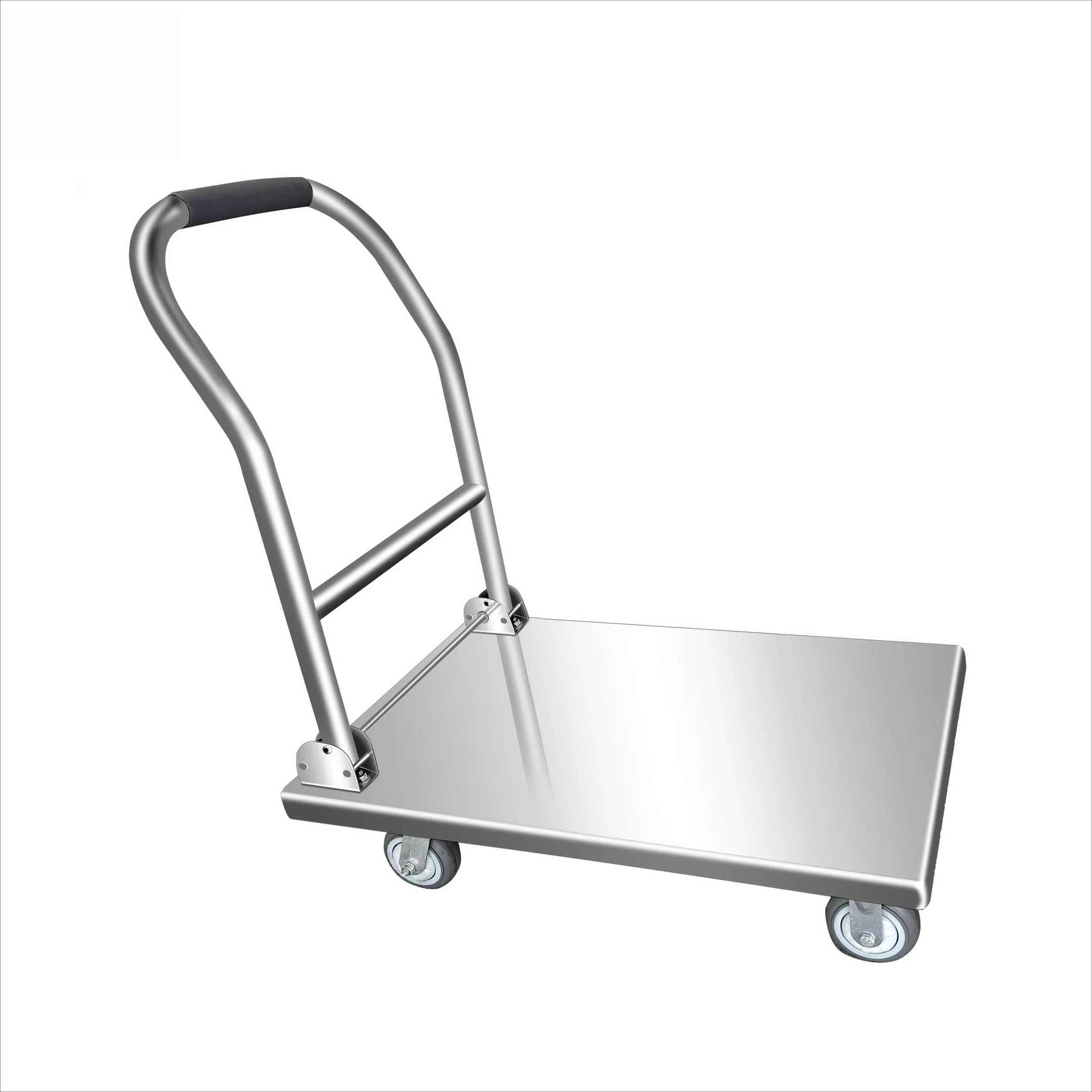 Stainless Steel Commercial Pushcart Silent Wheels Flatbed Kitchen Equipment Cart Hotel Restaurant Supplies Goods