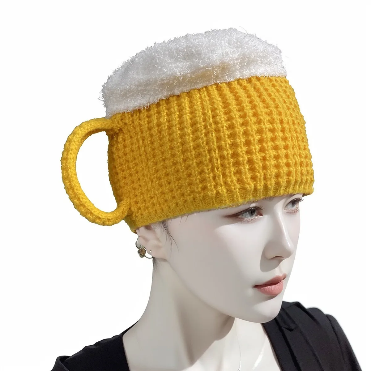 Interessante Bierbechermütze – dehnbare Herbst- und Winter-Biermütze für Männer und Frauen, leicht und warm mit lustigem Hopfen-Design – Detail 4