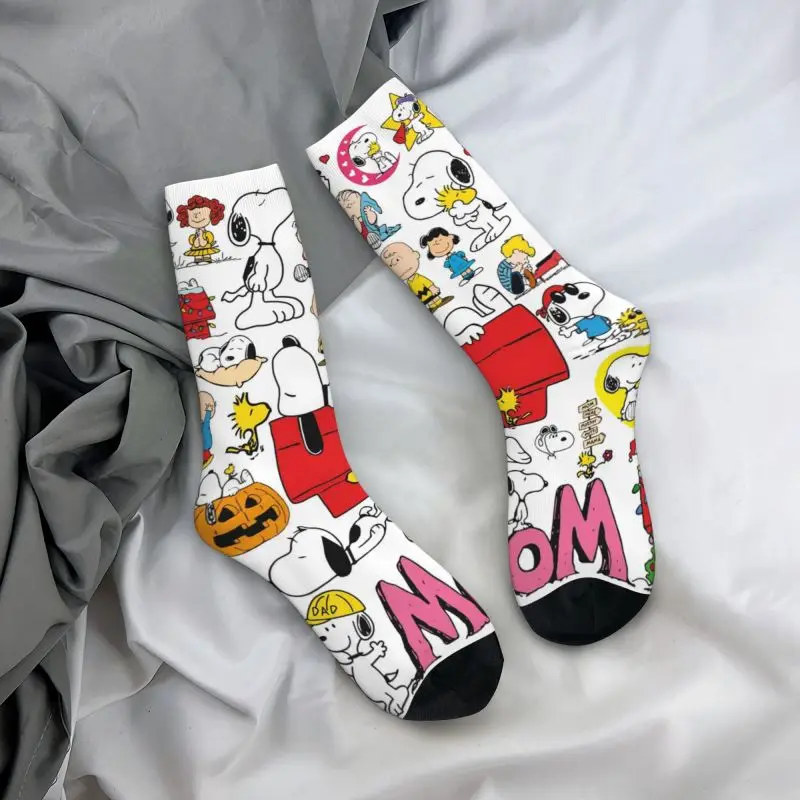 Comics Snoopy Collage Dress Socks for Men Women Warm Funny Novelty Cartoon Crew Socks