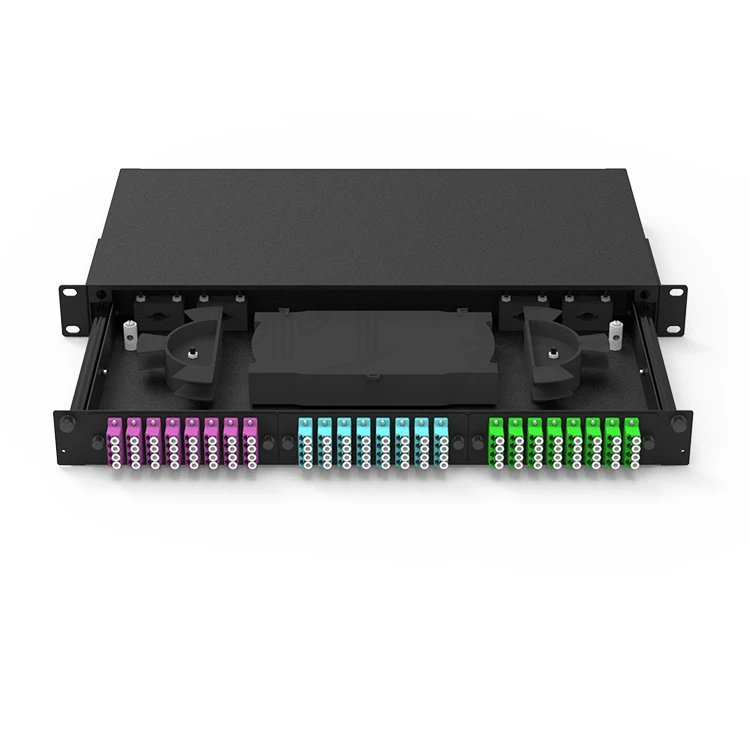 24-Port 4-Link LC Adapter 96-Core ODF Fiber Fusion Splicing Pull-Out Patch Panel 1U Fiber Optic Distribution Box