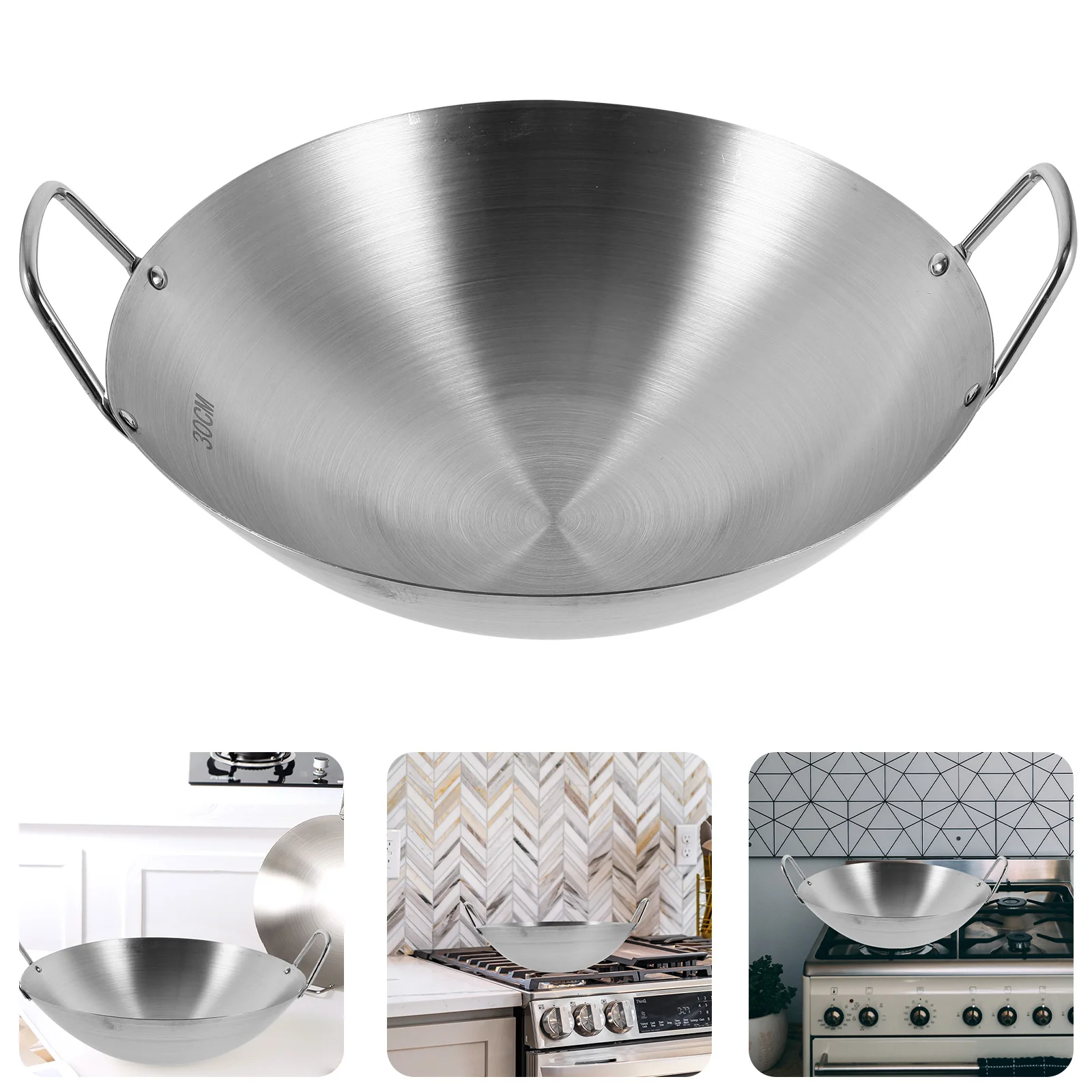 

Carbon Steel Round Bottom Frying Pan For Gas Stove Non-Stick Cooking Wok Kitchen Utensil Wok For Home