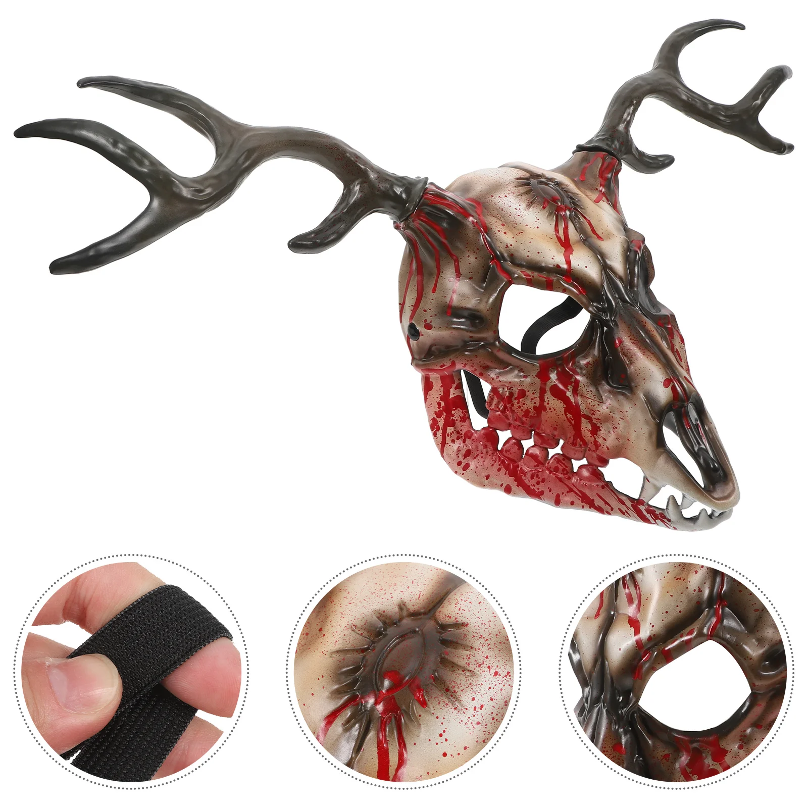 

1pcs Detachable Half Face Realistic Horned Mask For Halloween Cosplay Party Performance Deer Costume Accessories Horned Mask
