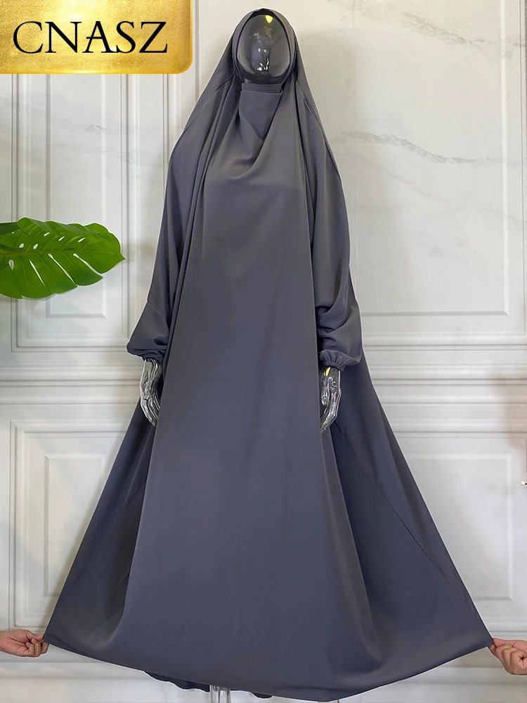 Middle East Fashion Islamic Long Dress Prayer Clothes Women Half Niqab Hijab Muslim Abaya Khimar set Ramadan Dubai Robe Moroccan