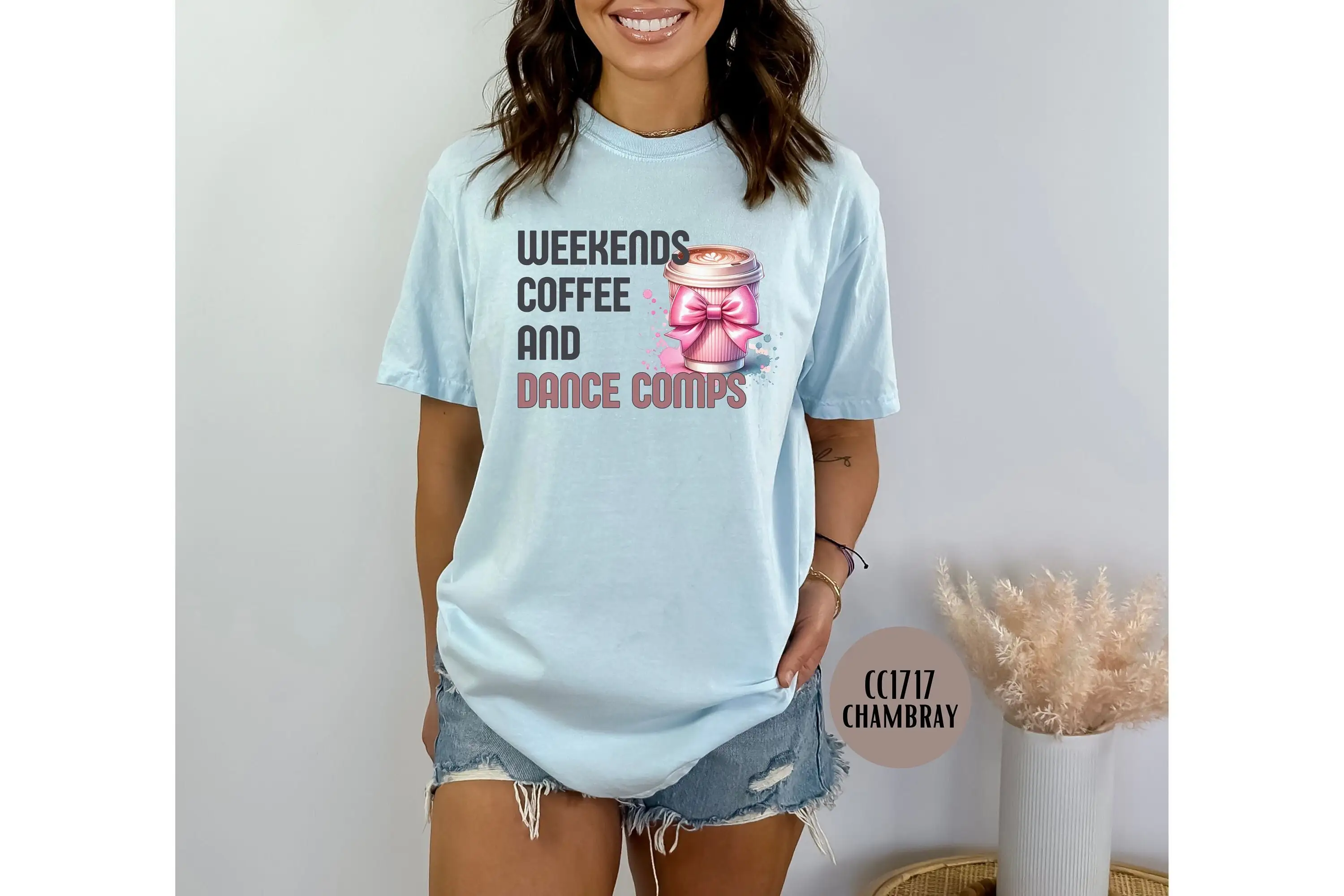 Weekends Coffee And Dance Comps T Shirt Cute Cup With Bow Mom Comp Lover S