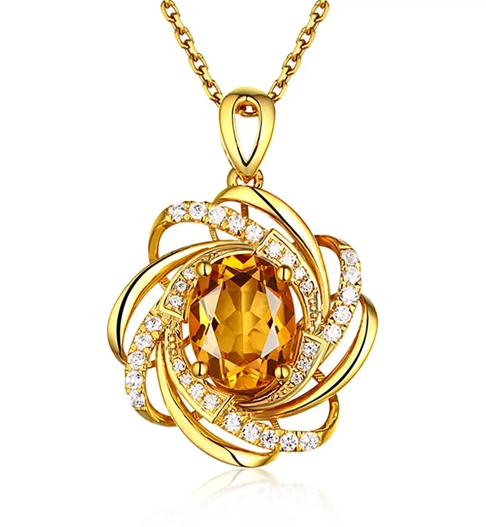 

Real 18K Gold 2 Carats Topaz Pendant Women Luxury Yellow Gemstone 18 K Gold Necklace Crystal Jewelry Pendant Womens Accessoires