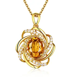 Real 18 K Gold 2 Karaat Topaz Hanger Vrouwen Luxe Geel Edelsteen 18 K Gouden Ketting Kristallen Sieraden Hanger Vrouwen accessoires