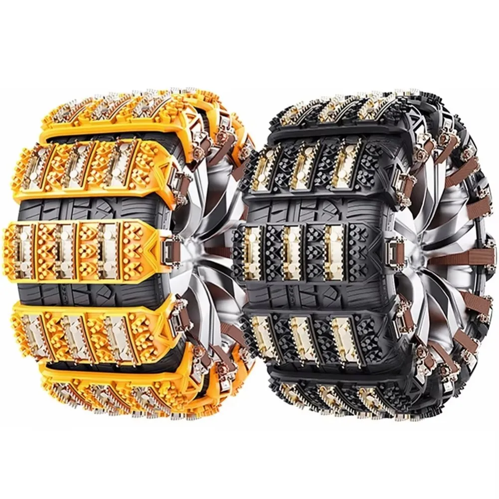 Anti Skid Snow Chains for Car Tires Steel Nail Chains with Thick Links and Nylon Straps for Winter Road Safety