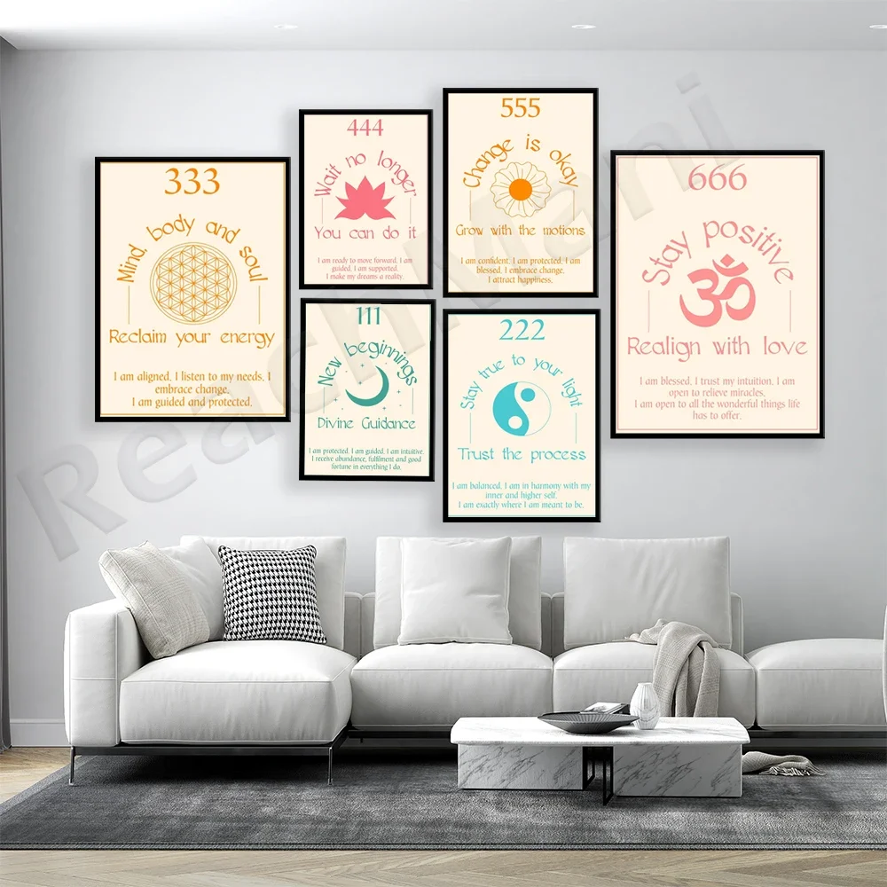 Angel Digital Prints, Numerology Prints, Manifestations, Spiritual Art Prints Decorative Canvas Print Posters