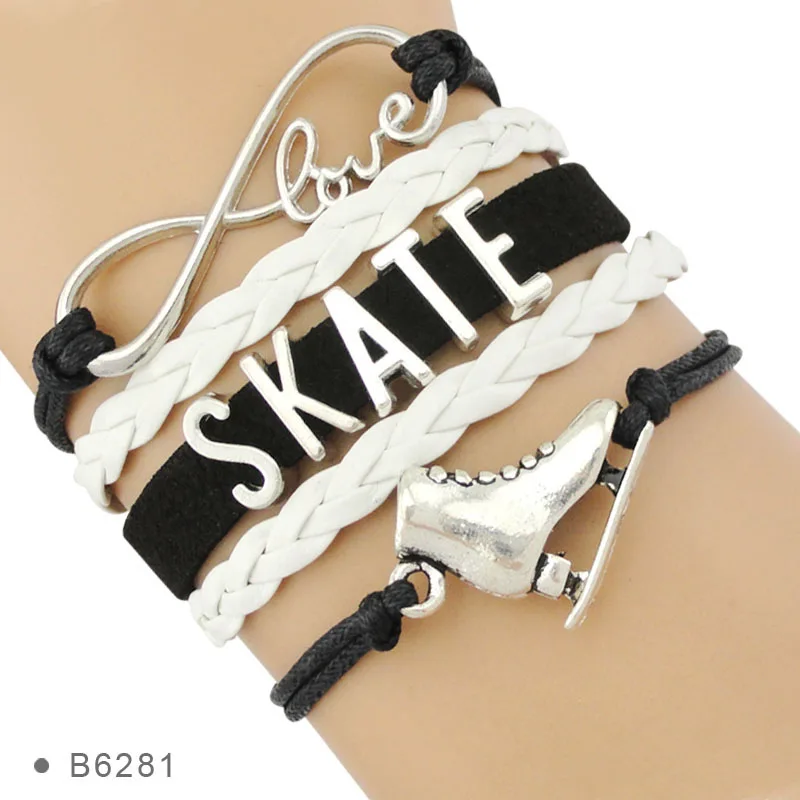 Ice Skating Skate Bracelets Infinity Love Sport Charm Handmade Jewelry Women Girl Drop Shipping Gift