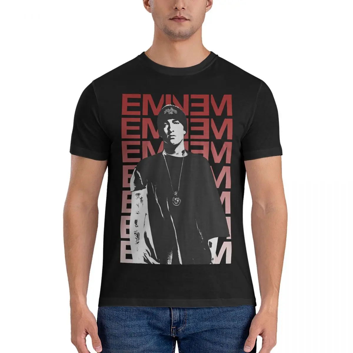 An Exotic T Shirt for Men 100% Cotton Vintage T-Shirts O Neck Eminem E Tee Shirt Short Sleeve Clothes Summer