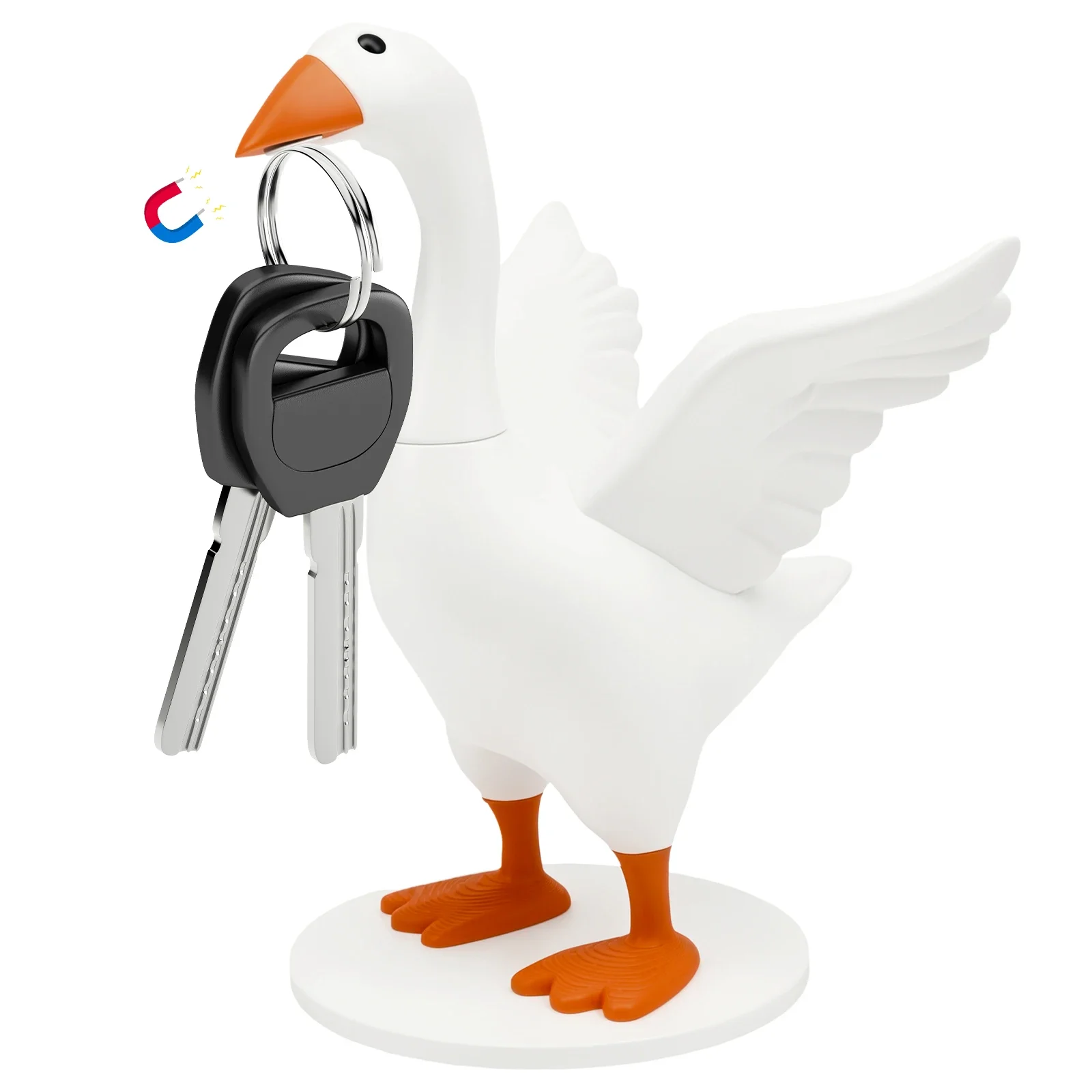 Magnetic Goose Key Holder Cute Simulation Magnet Goose Ornaments PLA Desk Decor With Magnetic Beak And Base for Home Decoration